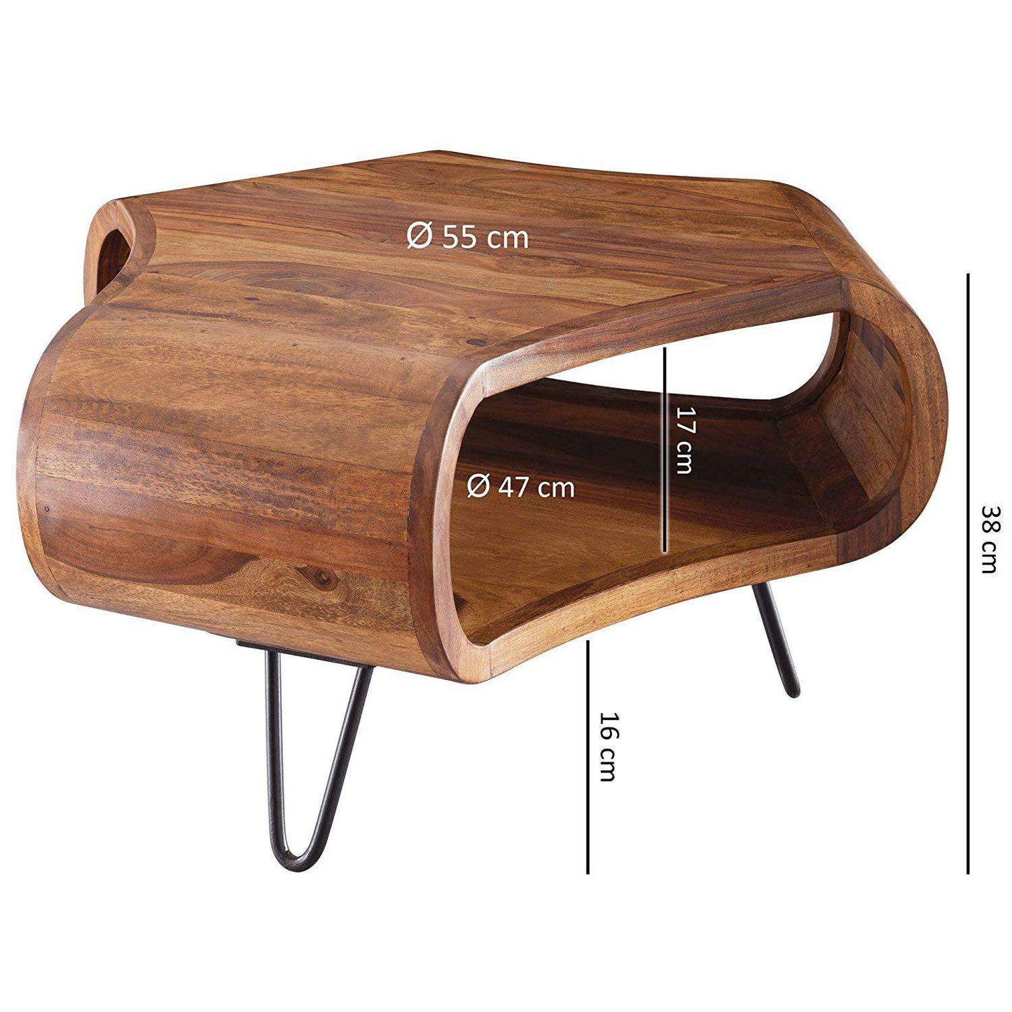 Nancy's Salontafel Hout -  Moderne Houten Salontafels - Sheesham Hout - Bruin - 55 x 38 x 55 cm