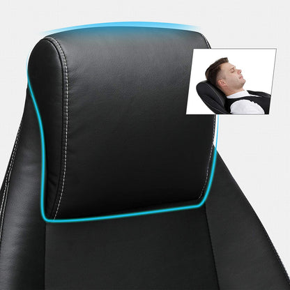 Nancy's Luxe Bureaustoel - Ergonomische Bureaustoelen - Bureaustoelen Voor Volwassenen - Game Stoel - Directiestoel - Zwart - Leer
