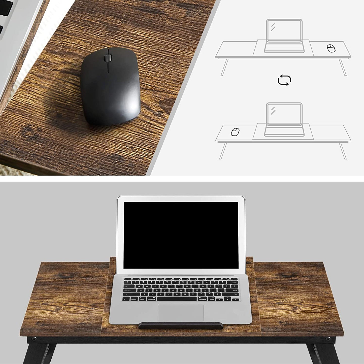 Nancy's Apopka Laptoptafel - Laptopstandaard - Multifunctioneel - Bruin - ± 70 x 35 x 25 cm