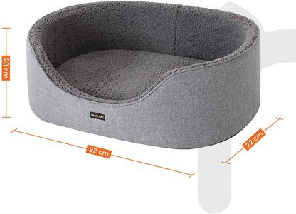 Nancy's Caverley Hondenmand - Dierenbed - Hondenbed - Omkeerbaar Kussen - Wasbaar - Grijs - Pluche - 92 x 72 x 28 cm