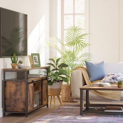 Nancy's Starkville TV Meubel - TV Kast - Vintage Bruin / Zwart - Spaanplaat / Staal - ± 135 x 40 x 75 cm