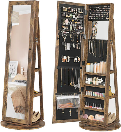 Nancy's Colpitts Sieradenspiegel - Sieradenkast - Spiegelkast - Juwelenkast - Vintage Bruin - ± 55 x 55 x 160 cm