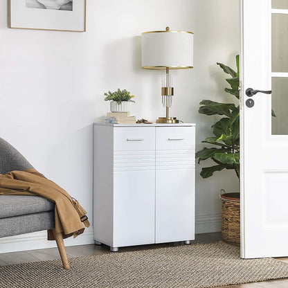Nancy's Alta Badkamerkast - Bijzetkast - Dressoir - Verstelbare Planken - Scharnierdemping - Verstelbare Poten - 60 x 30 x 80 cm - Wit