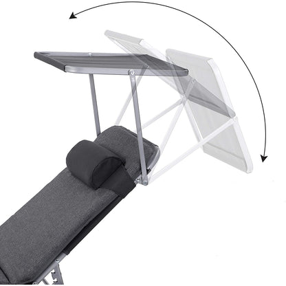 Nancy's Foleyet Lounger - Headrest - Sun Canopy - Adjustable Backrest - Dark Gray - 53 x 193 x 29.5 cm