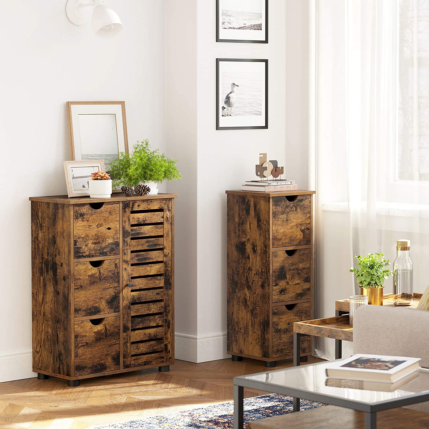 Nancy's Cupertino Dressoir - Opbergkast - Industrieel - Bruin - Spaanplaat - 60 x 30 x 80 cm