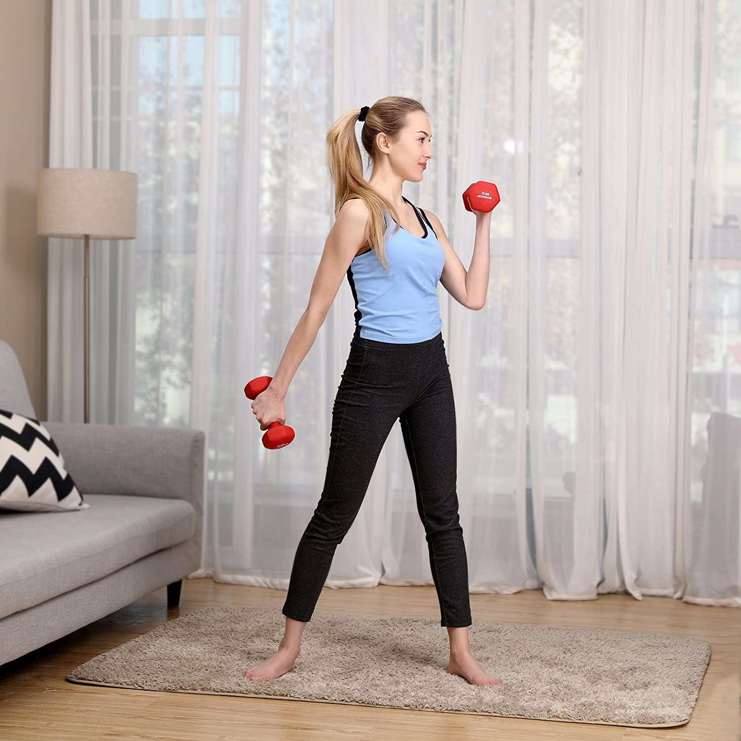 Nancy's Curries Dumbbells - Halterset - Gewichten - Set van 2 - Rood - 3 KG per stuk