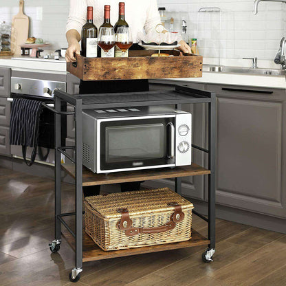 Nancy's Salem Vintage Keukenwagen - Serveerwagen - Keukentrolleys - Vintage Bruin / Zwart - ± 65 x 40 x 85 cm