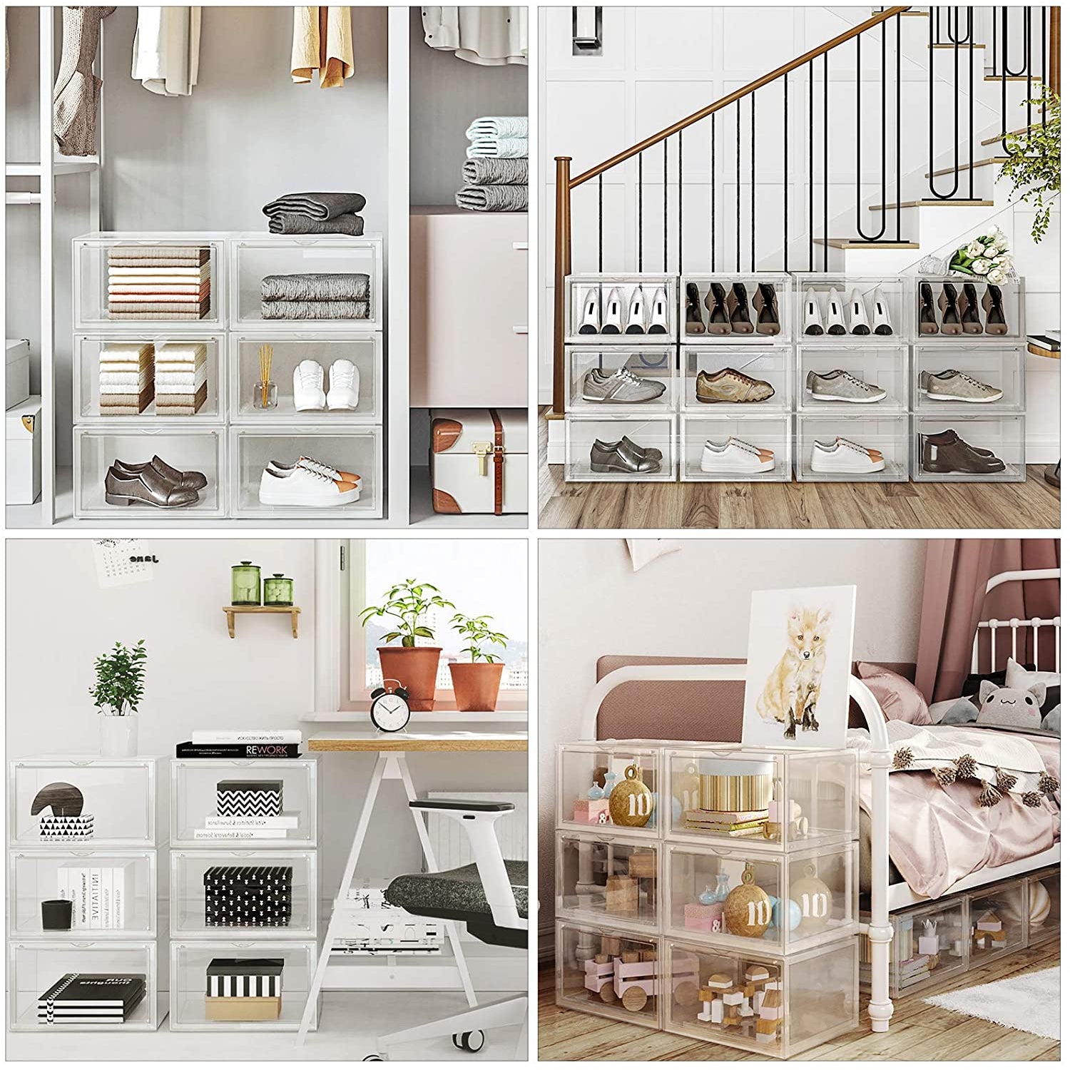 Nancy's Frielas Schoenendoos - Set van 3 - Stapelbare Schoen organizer - Schoenenopslag - Voor schoenen tot maat 46 - Transparant