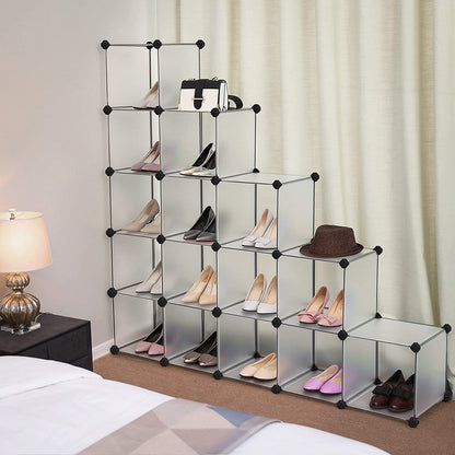 Nancy's Schoenenkast Transparant - Opbergkast Binnen - Schoenenkasten 125 x 31 x 125 cm