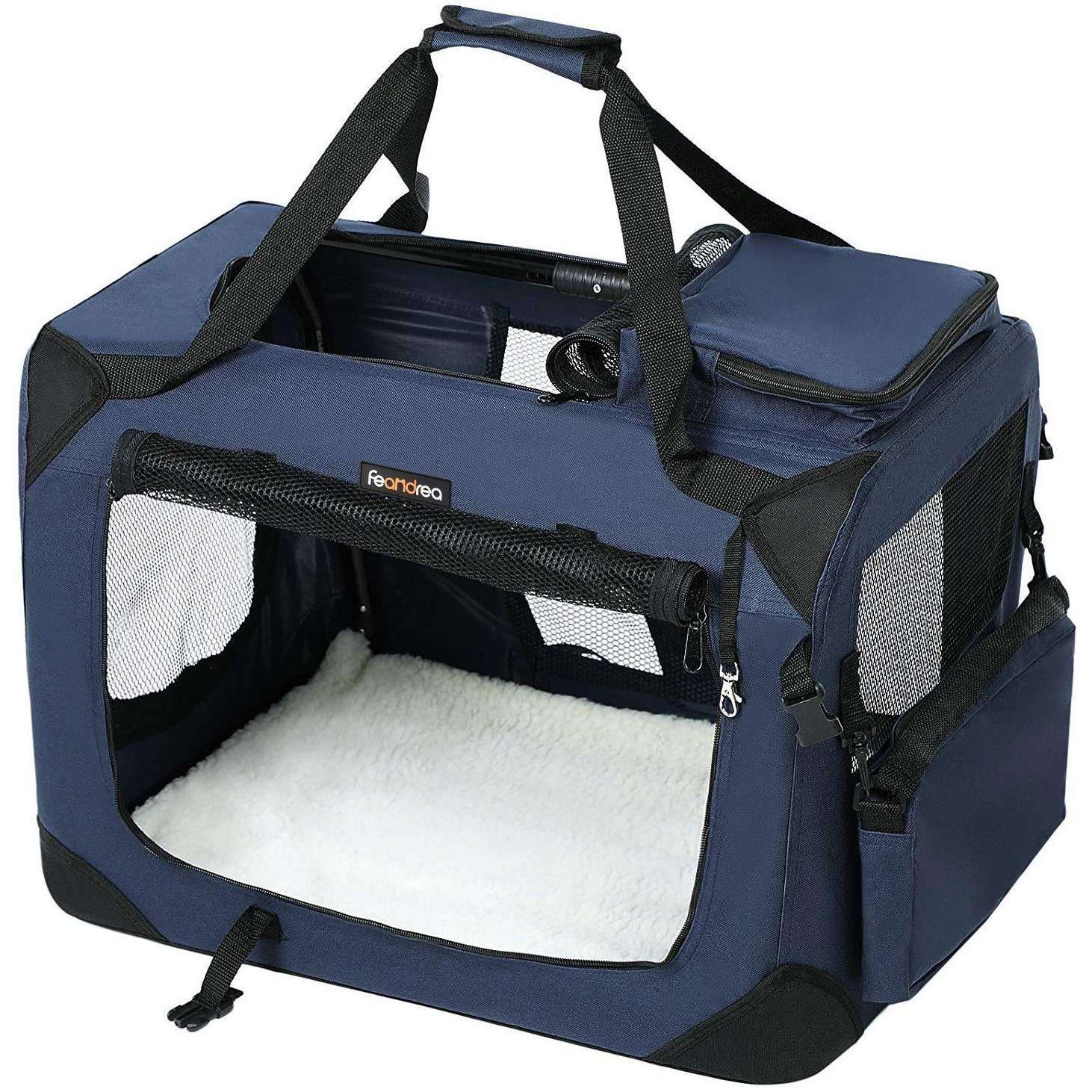 Nancy's Dog Box - Transport Box Car - Dog Transport Box - Foldable Cat Box - Dark Blue 60x40x40 cm