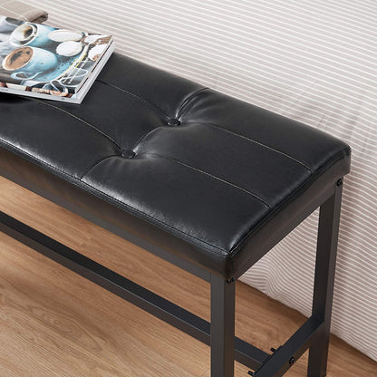 Nancy's Powell Eetkamerbank - Gestoffeerde Bank - Keukenbank - PU-Afdekking - Stalen Frame - Bruin - Zwart - 108 x 32,5 x 48 cm