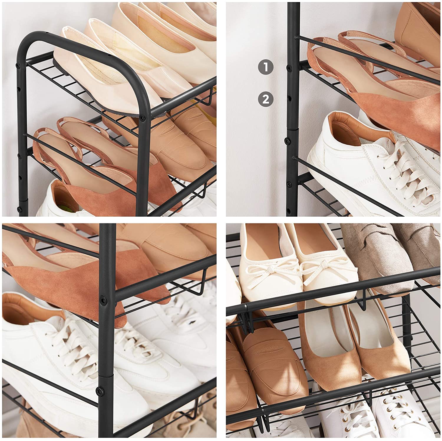 Nancy's Charland Schoenenrek - Schoenen Organizer - 3 Niveaus - 12 Paar Schoenen - Staal - Zwart - ± 70 x 30 x 50 cm