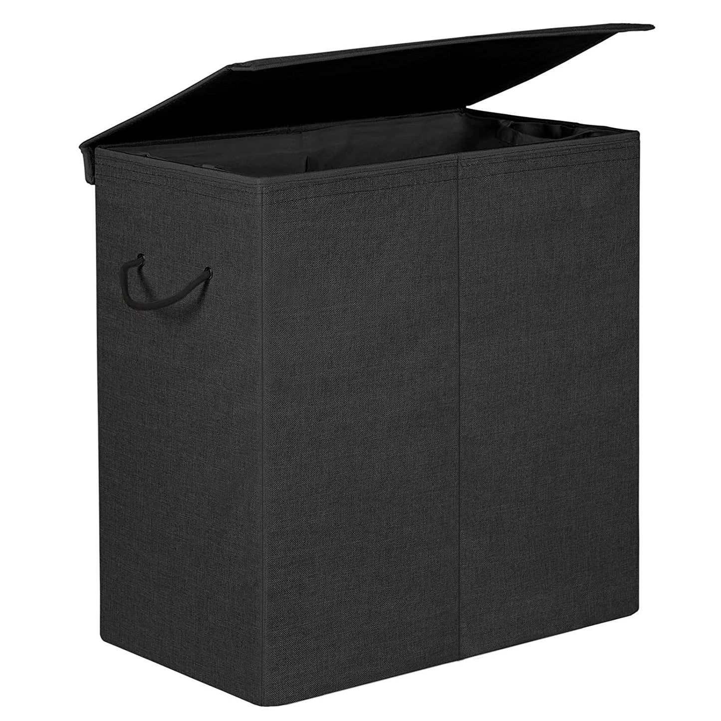 Panier à linge noir de Nancy - Paniers à linge avec couvercle - Pliable - 69,25 x 39,4 x 5,6 cm