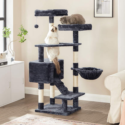 Nancy's Copperfield Scratching Post - Cat Tree - Hammock - Cave - Plush - Sisal - 6 Levels - Smoke Gray - 50 x 45 x 142 cm