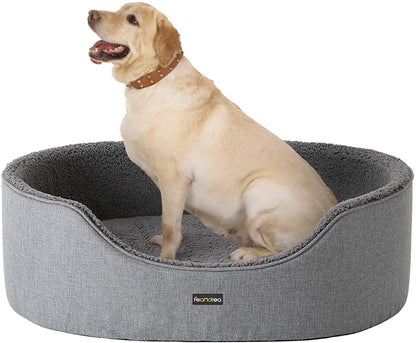Nancy's Caverley Hondenmand - Dierenbed - Hondenbed - Omkeerbaar Kussen - Wasbaar - Grijs - Pluche - 92 x 72 x 28 cm