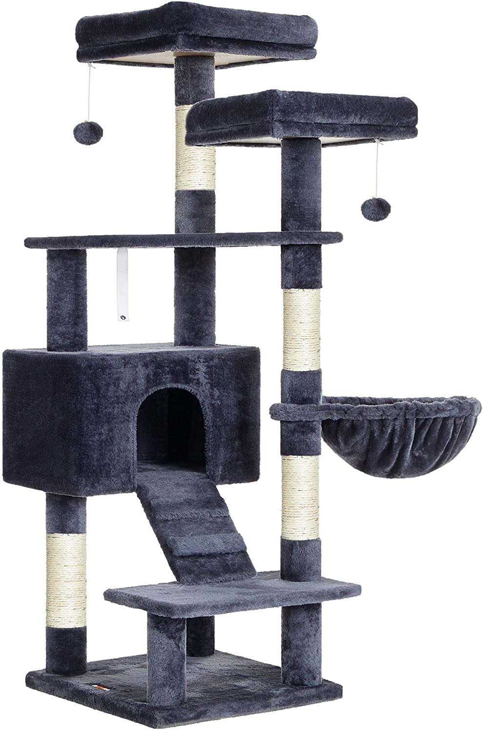 Nancy's Copperfield Scratching Post - Cat Tree - Hammock - Cave - Plush - Sisal - 6 Levels - Smoke Gray - 50 x 45 x 142 cm