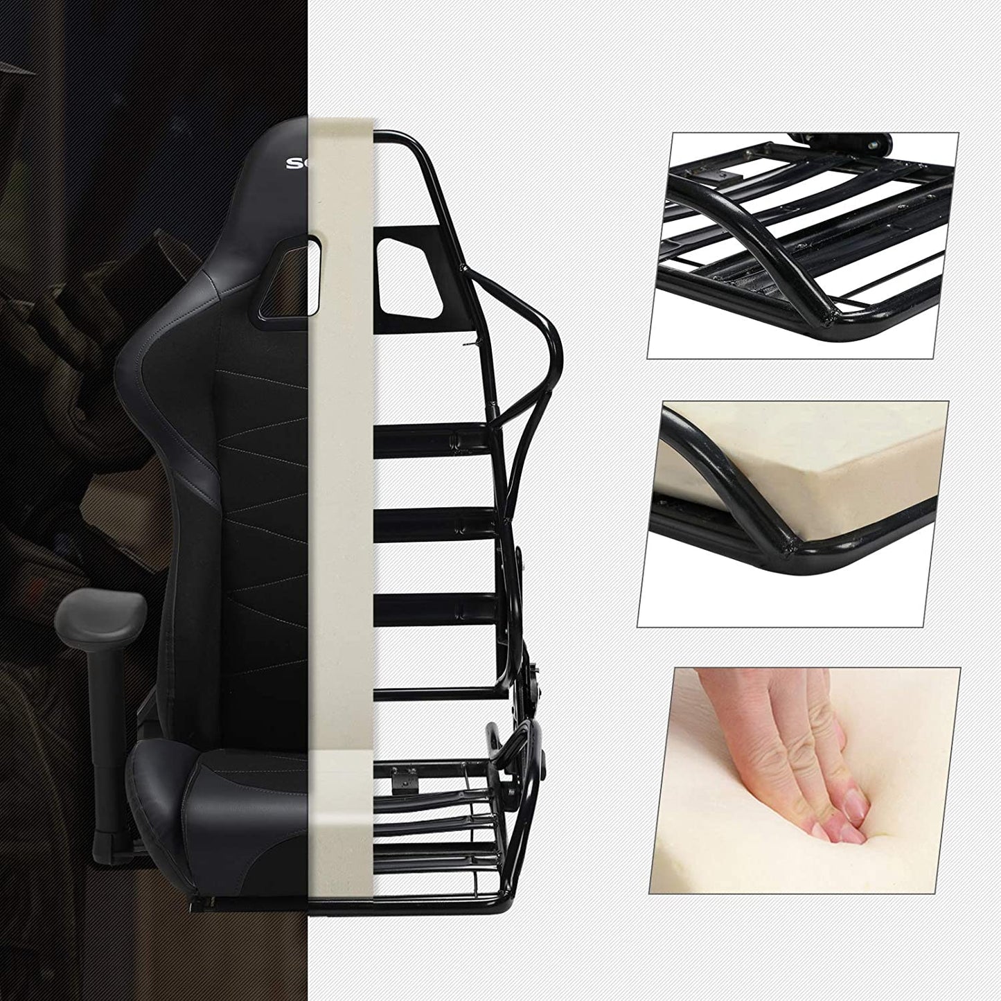 Chaise de jeu Nancy's Eureka - Dossier ergonomique - Repose-pieds - Noir - 69 x 70,5 x 138 cm