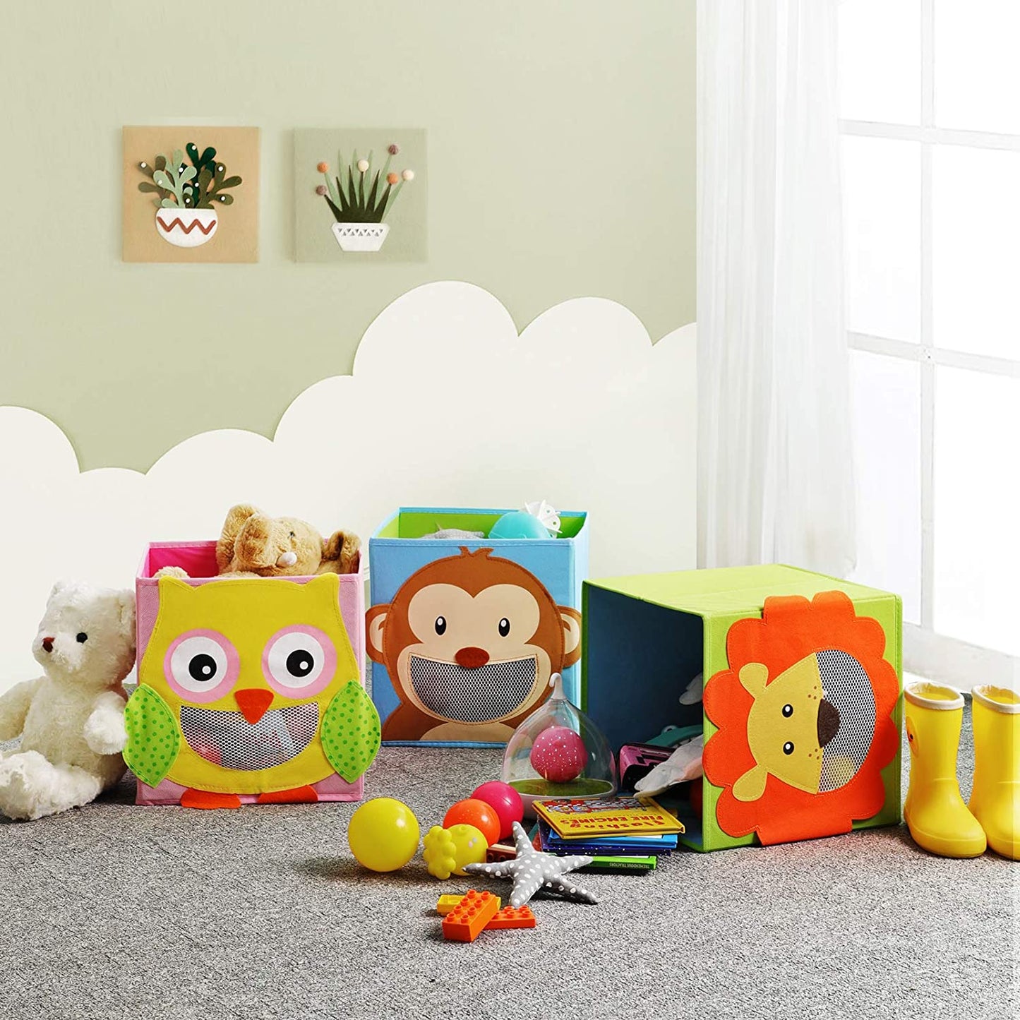 Nancy's Cedarvale Storage Boxes - Organizers - Set Of 3 - Organizers - Fabric - Foldable - Children's room - Animals - 27 x 27 x 27 cm