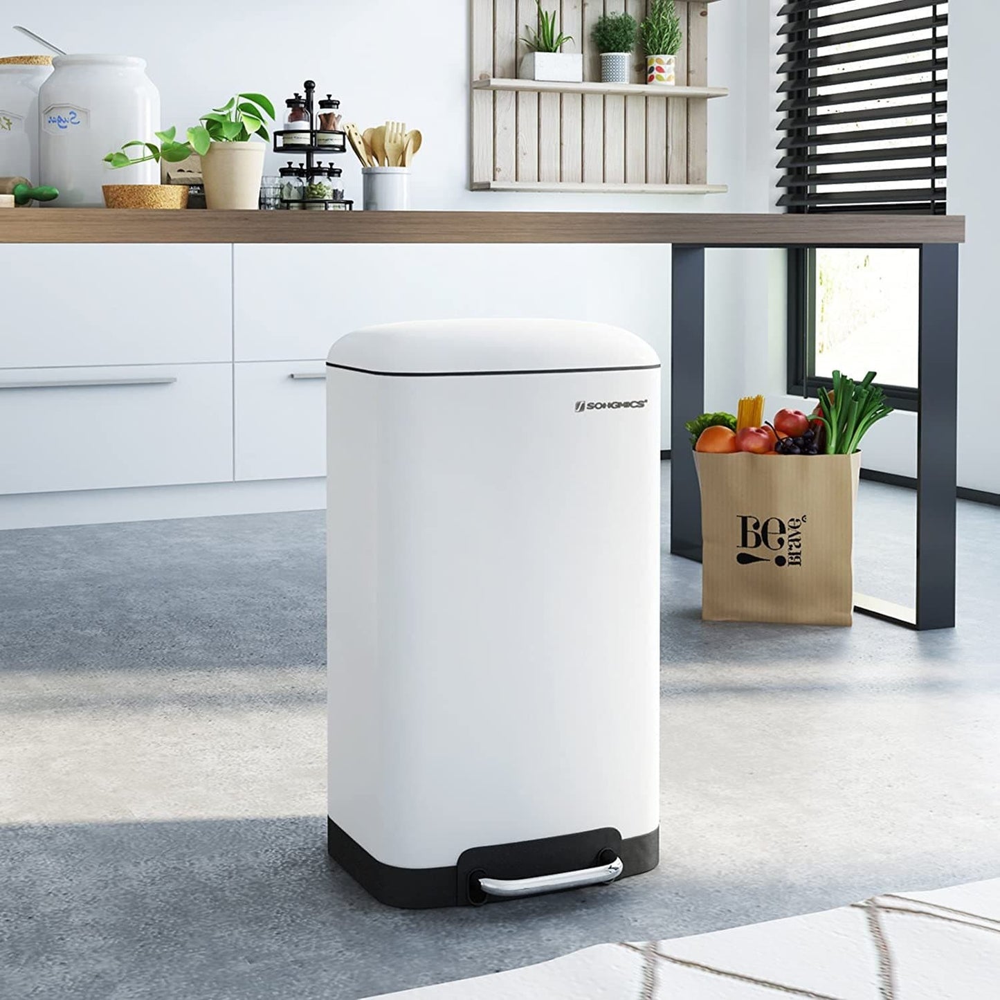 Nancy's Pedal Bin 30 L - Poubelles - Blanc - 34,5 x 61,5 x 27,5 cm (L x H x P)