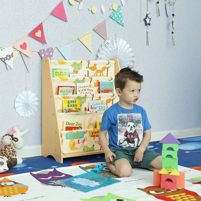 Nancy's Boekenrek met 4 niveaus - Boekenkast voor kinderen - Opbergrek voor boeken, schoolmaterialen, voor kinderkamer of kleuterschool - Esdoorn hout