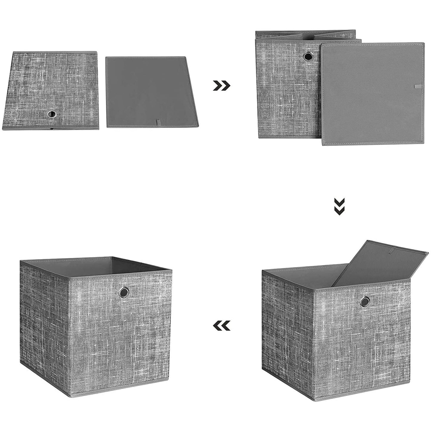Nancy's Calderwood Opbergdozen - Set Van 6 - Vouwbare Dozen - Organizers - Grijs - Stof - 30 x 30 x 30 cm
