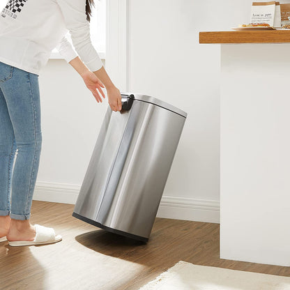 Nancy's Greenland Trash Can - Pedal bin - 50L - Steel - Inner bin - Airtight - Waterproof - Silver - 42.4 x 32 x 65 cm 