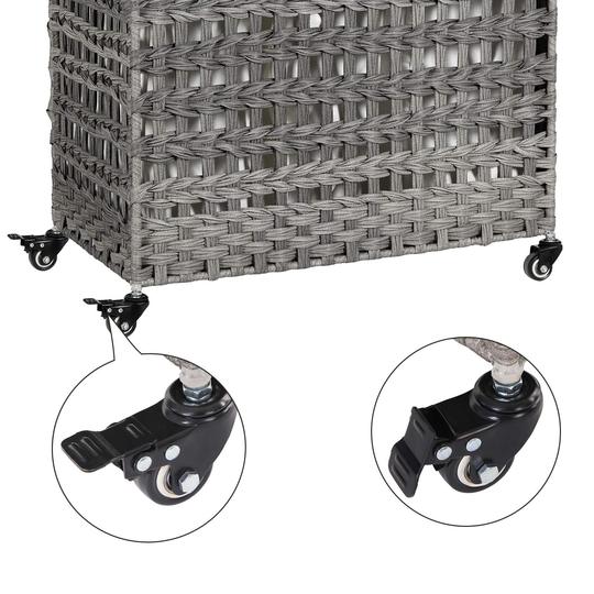 Nancy's Handgeweven 143L Wasmand - 3 compartimenten - Opbergmand - Verwijderbare voeringzakken - Naturel/Wit/Grijs - 66 x 35 x 60,5 cm