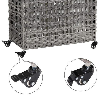 Nancy's Handgeweven 143L Wasmand - 3 compartimenten - Opbergmand - Verwijderbare voeringzakken - Naturel/Wit/Grijs - 66 x 35 x 60,5 cm