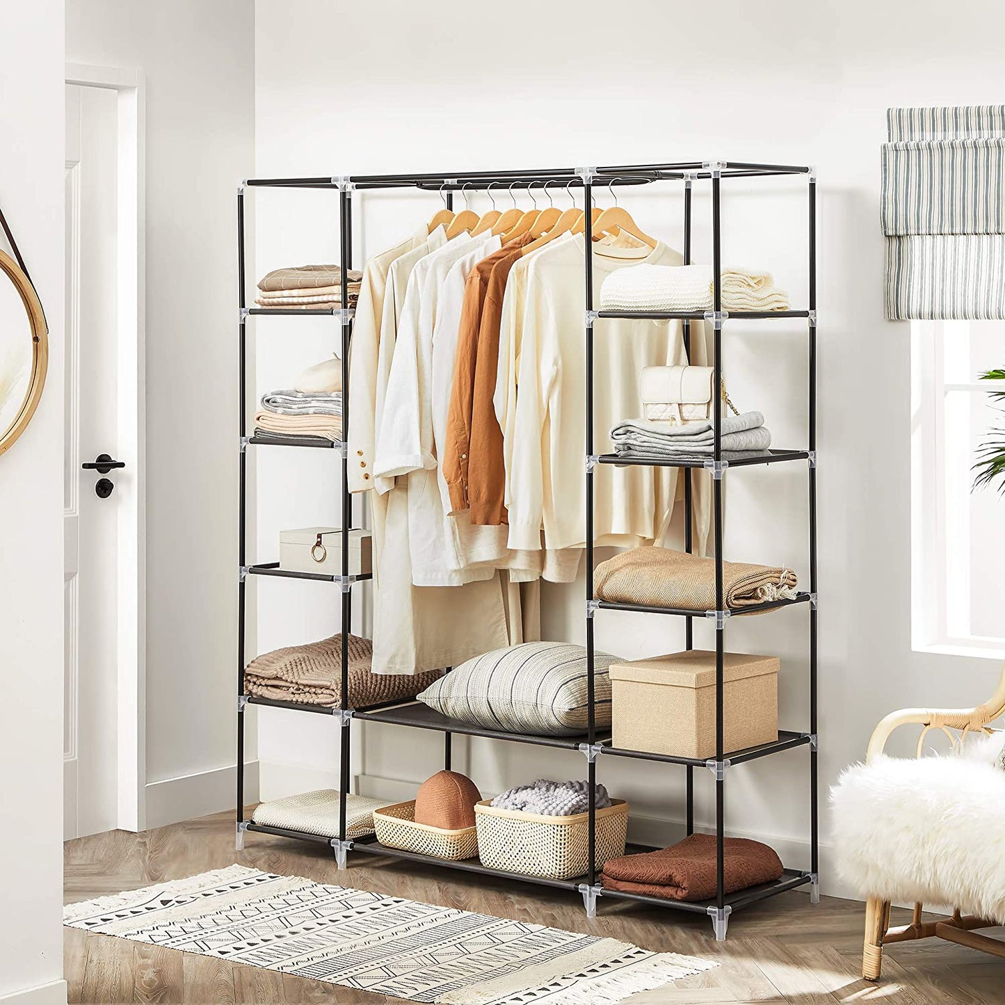 Nancy's Frisco's Wardrobe - Linen cupboard - Clothes rail - Shelves - Gray - Metal - Plastic - 150 x 45 x 175 cm