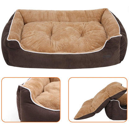 Lit pour chien Nancy's S/L/XXL - Coussin amovible - Panier pour chien - Marron/Beige - 27 x 75 x 110 cm