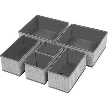 Nancy's Golspie Opbergdozen - Organizers - Set Van 6 - Opvouwbaar - Stof - Grijs - Diverse Afmetingen
