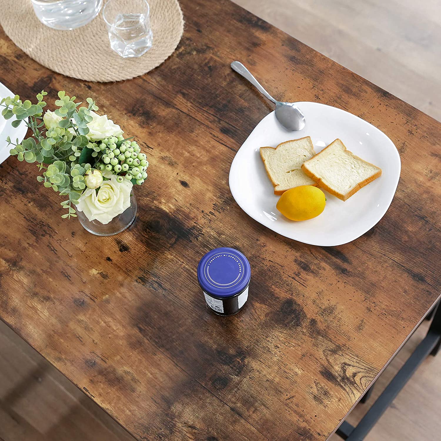 Nancy's Union Eettafel voor 4 personen - Keukentafel - Eetkamertafel - Bruin / Zwart 120 x 75 x 75 cm