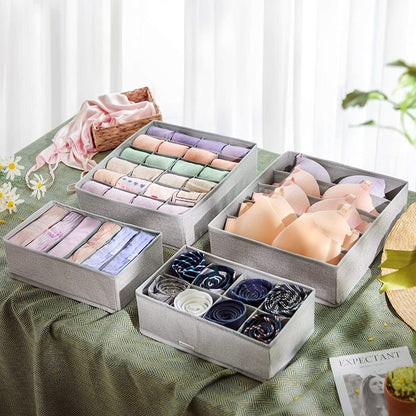 Nancy's Cargill Organizers - Lade Organizer - Ondergoed - Opberger - 4-Delig - Opvouwbaar - Stof - Grijs - Karton