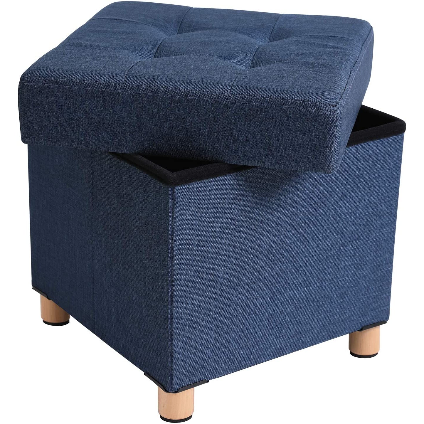 Nancy's Cela Hocker - Poef - Krukje met opbergruimte - Blauw - ± 40 x 40 x 40 cm