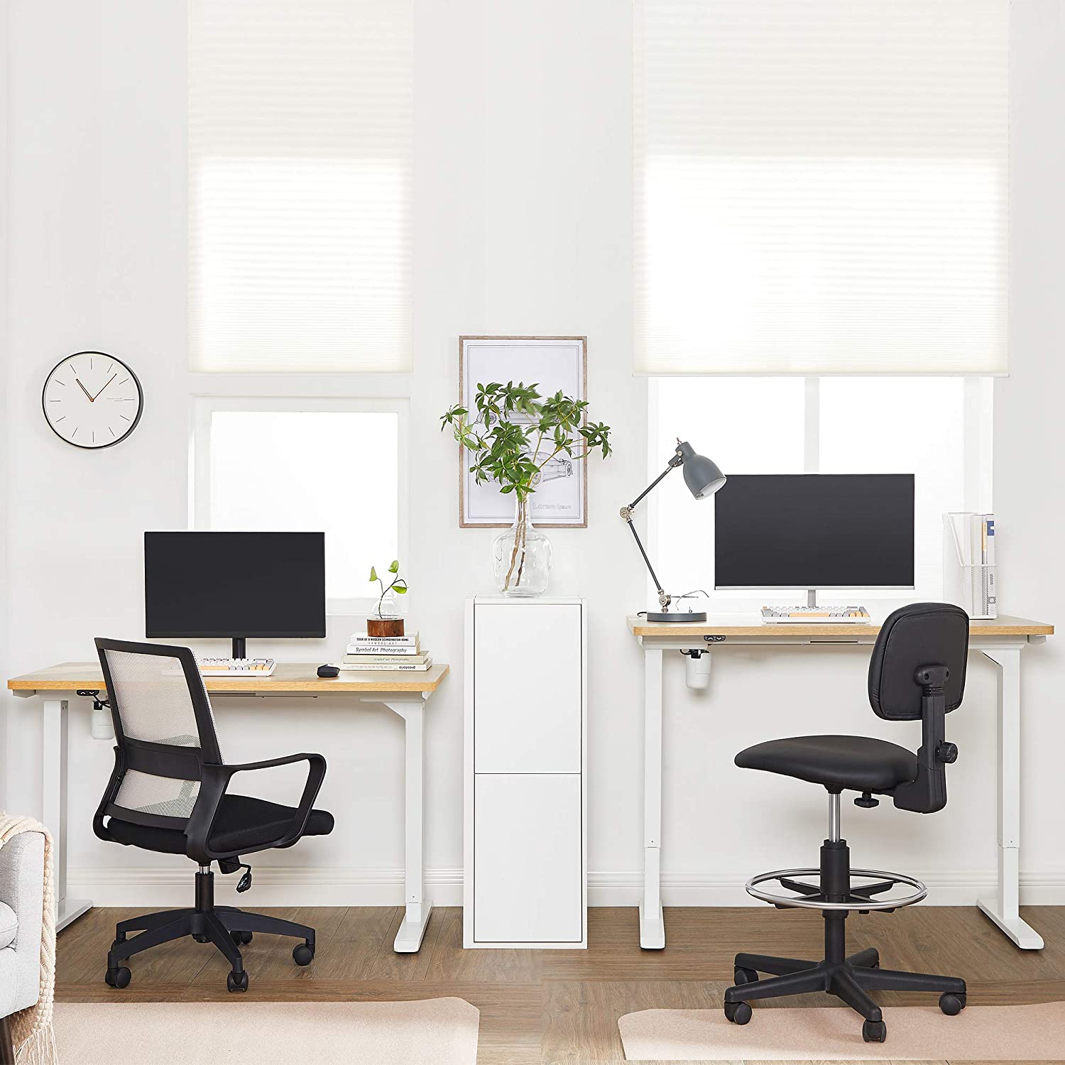 Nancy's Okemos Bureau zit sta frame - Verstelbaar bureau poten - Sta zit bureau - Zit sta bureau elektrisch - In hoogte verstelbaar bureau - Lengte Verstelbaar - Staal - Wit - B115cm tot 147cm x D60cm x H71cm tot 112cm