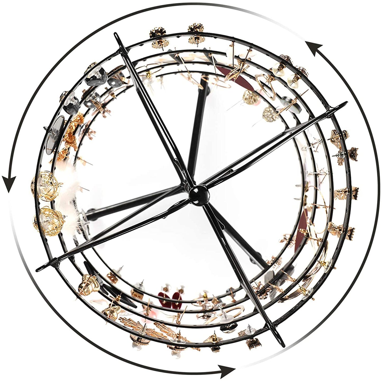 Nancy's Jewelry Holder Deluxe 4 niveaux - Support pour boucles d'oreilles rotatif à 360º - Noir