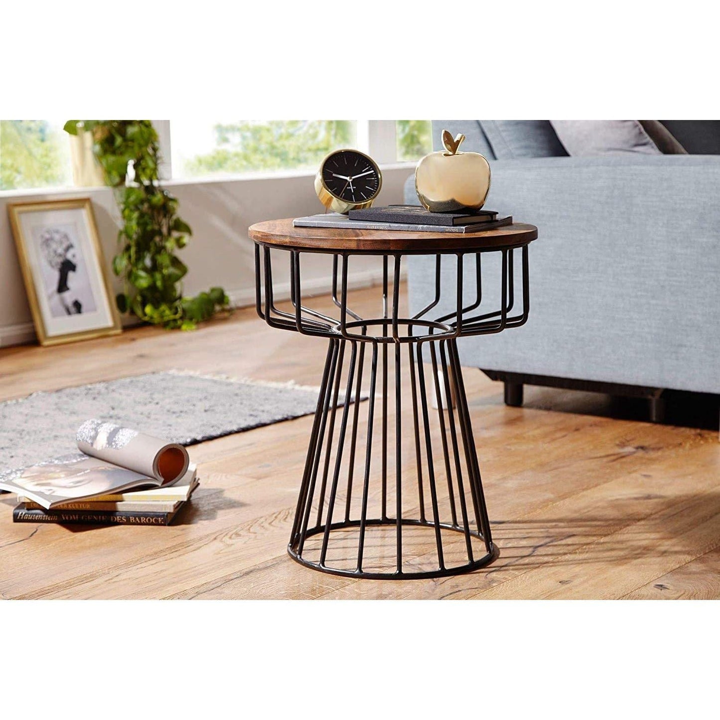 Nancy's Side Tables - Table basse en bois et métal - Tables d'appoint - Marron - 47 x 55 x 47 cm