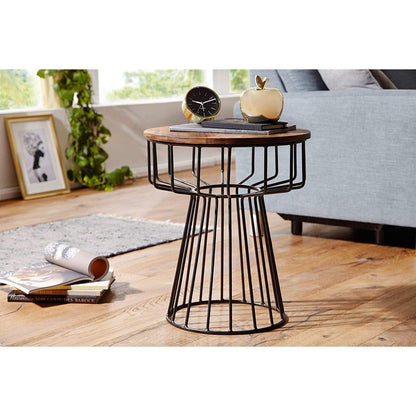 Nancy's Side Tables - Table basse en bois et métal - Tables d'appoint - Marron - 47 x 55 x 47 cm