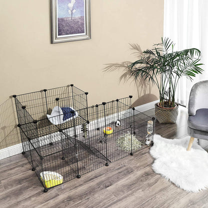 Nancy's Cannamore Dierenkooi - Konijnenhok - 2 Verdiepingen - Hamster - Cavia - Metaal - 143 x 73 x 71 cm
