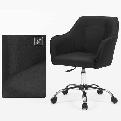 Nancy's Gateway Office chair - Swivel chair - Office chair - On wheels - Height adjustable - Steel - Imitation linen - Black - Silver - 65 x 69 x (83-93) cm 