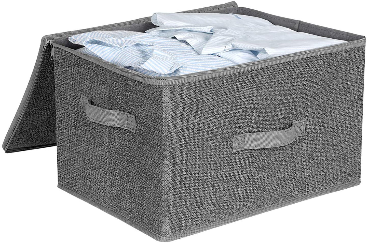 Nancy's Gilford Storage Boxes - Set Of 3 - Lid - Foldable - Fabric - Handles - Gray - 40 x 30 x 25 cm