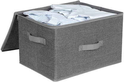 Boîtes de rangement Nancy's Gilford - Lot de 3 - Couvercle - Pliable - Tissu - Poignées - Gris - 40 x 30 x 25 cm