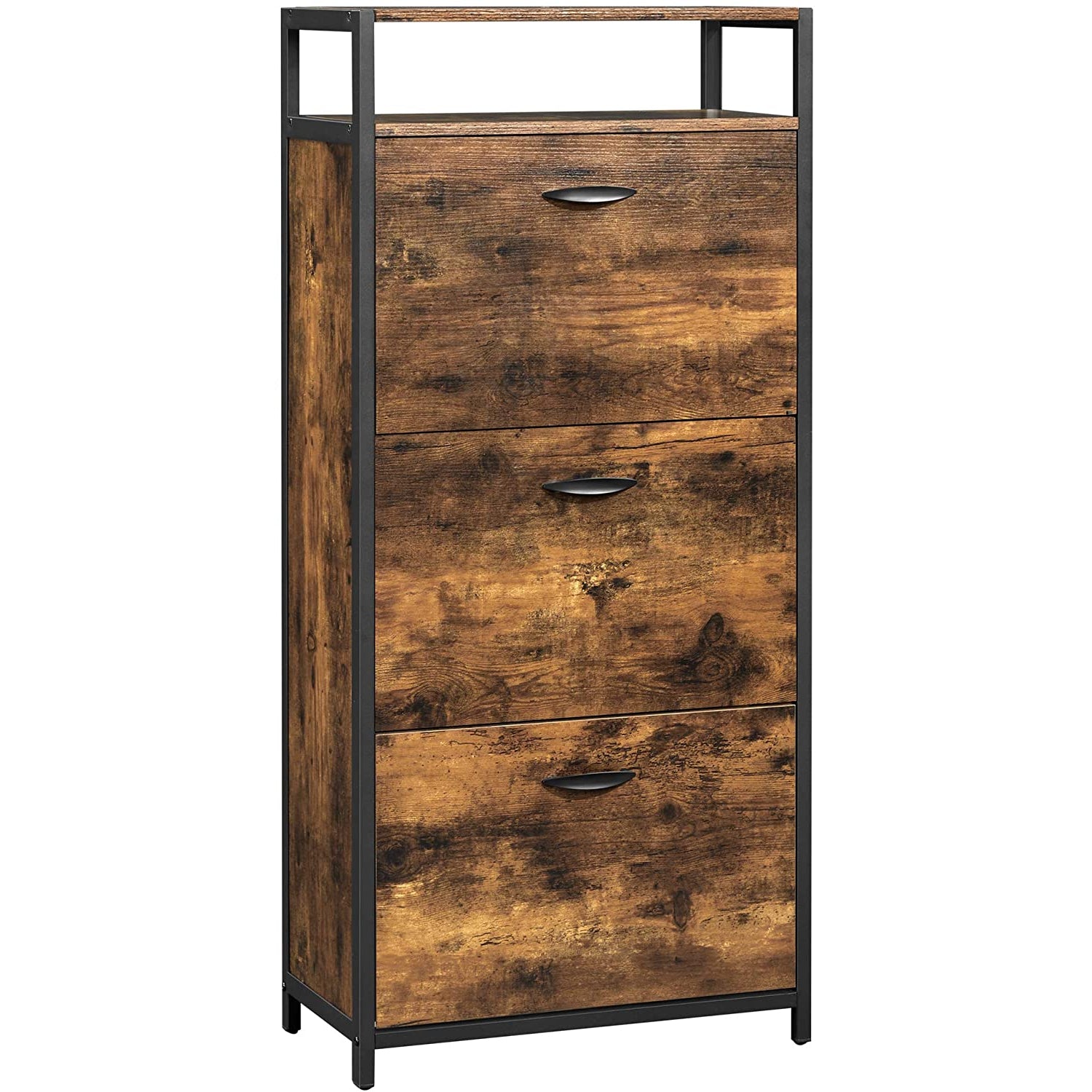 Nancy's Goshen Schoenenkast - Schoenen Organizer - Schoenenrek - Vintage Bruin / Zwart - 60 x 30 x 130 cm
