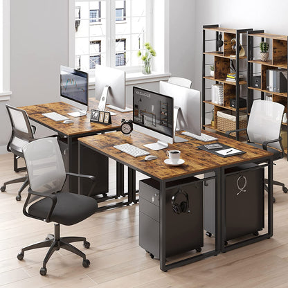 Nancy's Chase Lake Bureau - Computertafel - 8 Haken - Bewerkt Hout - Metaal - Bruin - Zwart - 120 x 60 x 75 cm