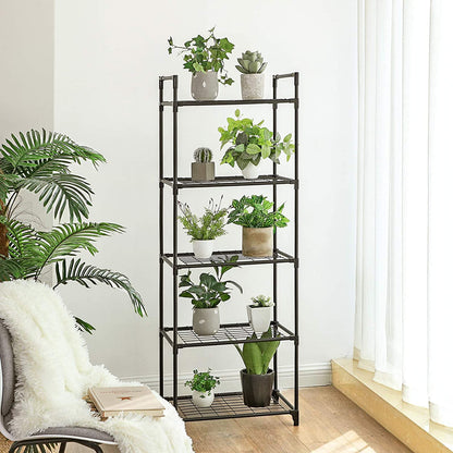 Nancy's Havilland Opbergrek - Stellingrek - Rekkensysteem - 5 Niveaus - Zwart - Ijzer - Kunststof - 55 x 35 x 158