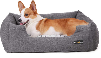Nancy's Caverhill Dierenbed - Hondenbed - Hondenmand - Omkeerbaar Kussen - Antislip - Grijs -  80 x 60 x 26 cm