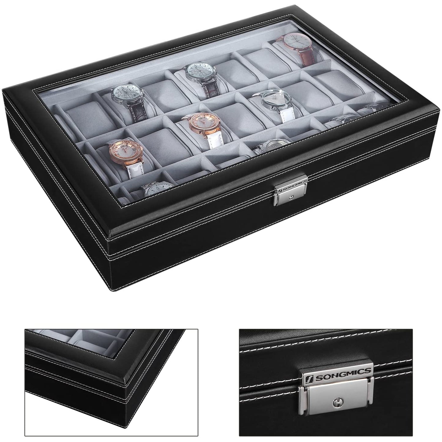 Nancy's Watchbox - Boîte à montres avec miroir - 24 montres