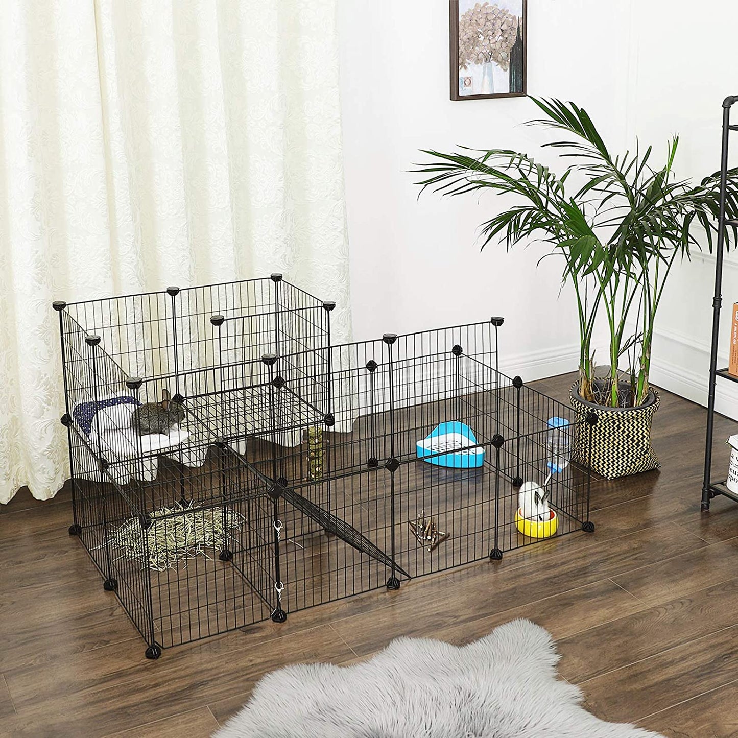 Cage pour animaux Nancy's Cannamore - Clapier à lapins - 2 étages - Hamster - Cochon d'Inde - Métal - 143 x 73 x 71 cm 
