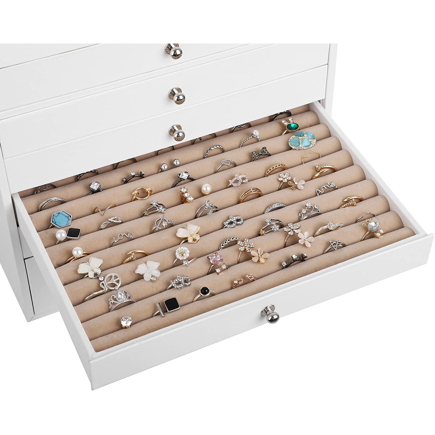 Boîte à bijoux de Nancy - Boîte à bijoux 10 niveaux - Boîte à bijoux en simili cuir - Avec tiroirs et coussins de montre