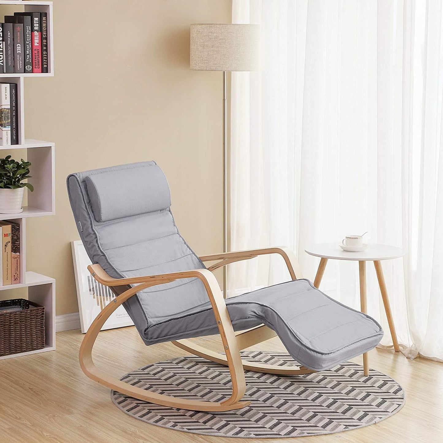 Nancy's Stone Ridge Schommelstoel - Relax Stoel - Loungestoel - Grijs - Katoen / Berkenhout